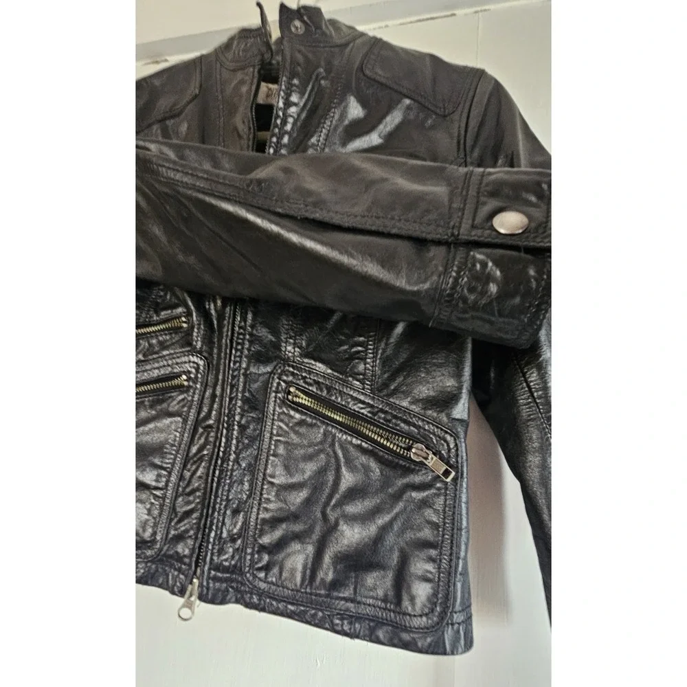 Vintage‎ CITY DKNY biker genuine leather jacket lined women's 8P